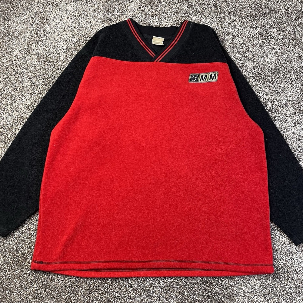 Vintage Disney Store Mickey Mouse Mens Size L Pullover V Neck Fleece Red Sweater